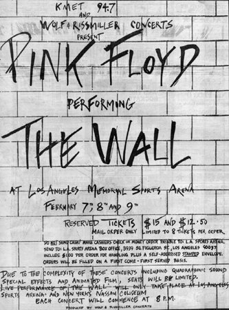 Concert Poster for Pink Floyd's 1980 The Wall tour
