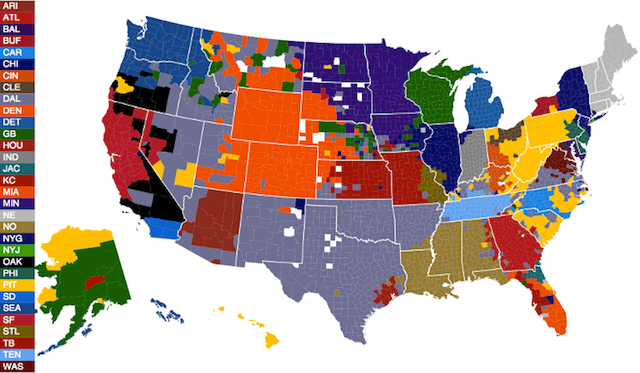 Map - NFL Fans By County
