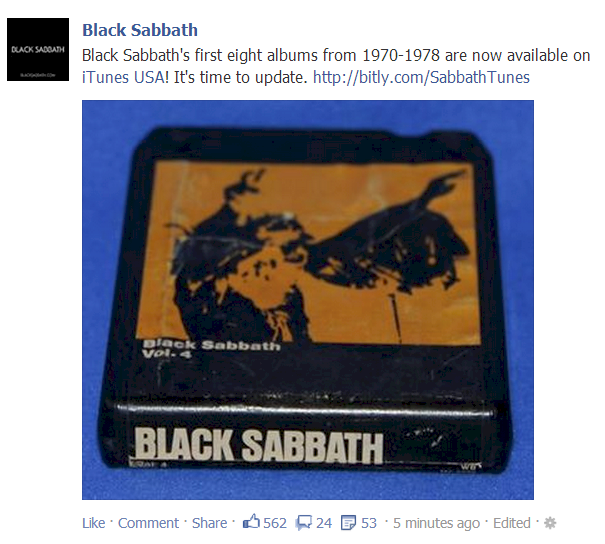 Screenshot: Black Sabbath Albums On iTunes - Facebook Ad